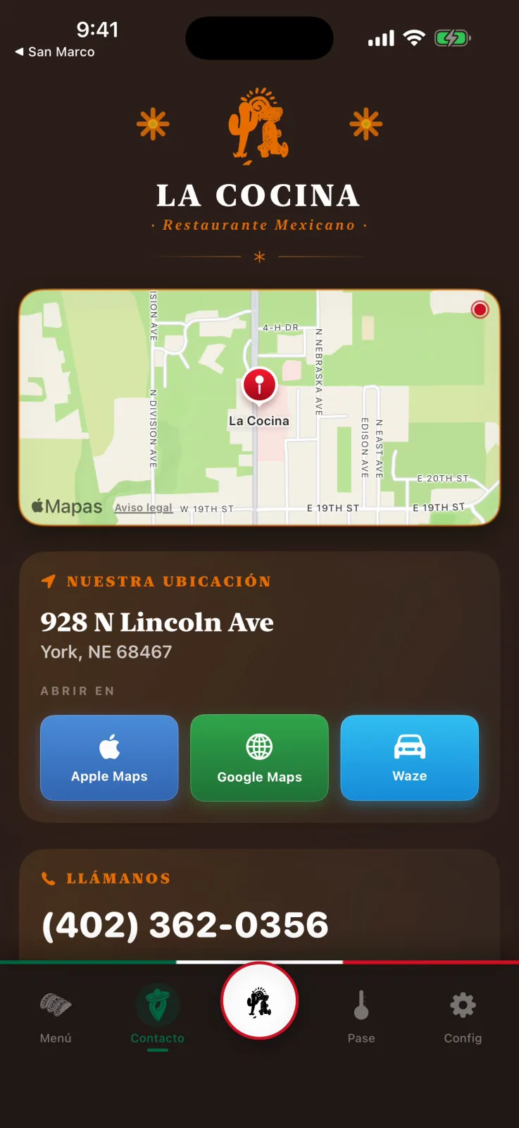 Mapa y contacto de La Cocina