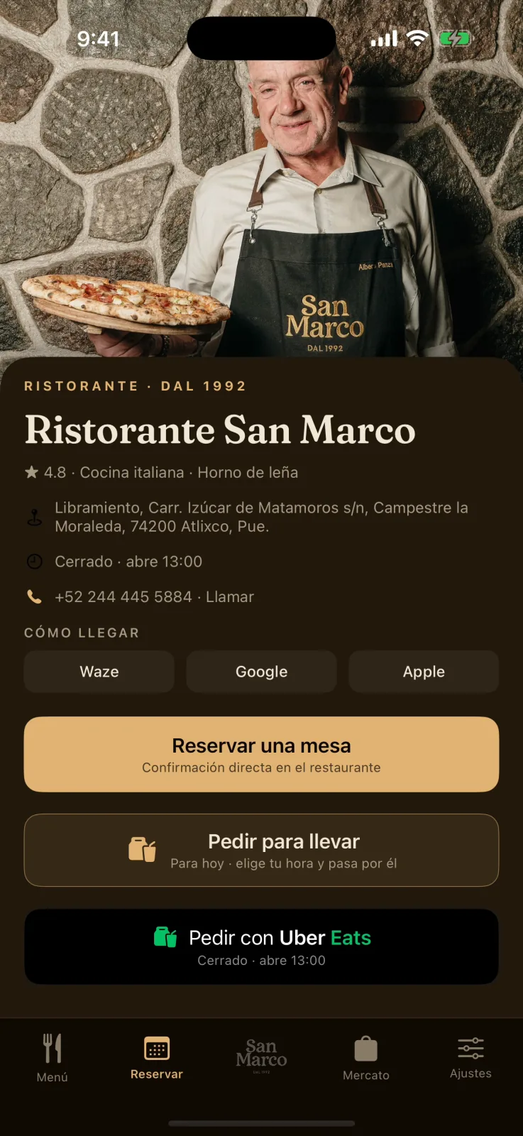 Ficha del restaurante y reservas